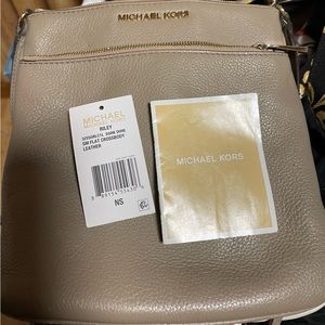 Micheal Kors Dark Dune Small Flat Crossbody Leather Bag